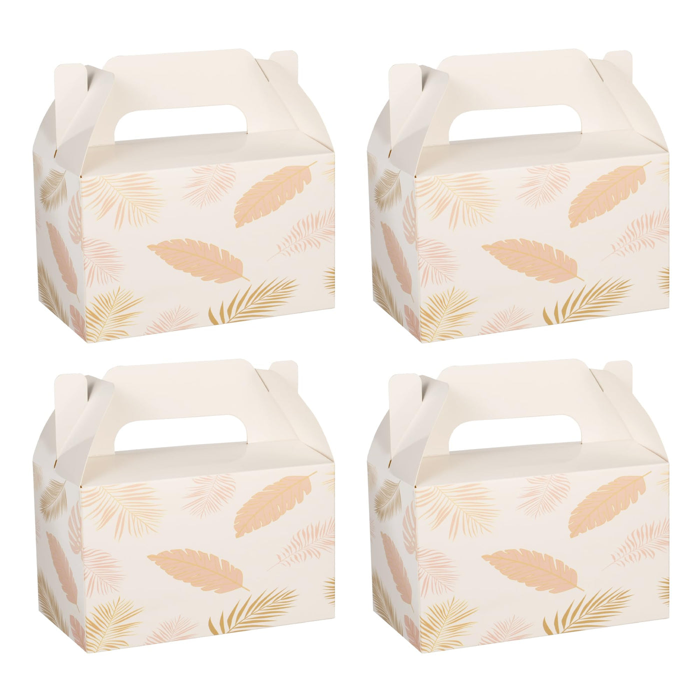 NyuOurea 10 PCS Green Leaf Gable Favor Treat Boxes, 6.5 x 4 x 4 Inches Gift Box with Handle, Goodie Boxes for Candy, Cookie, Tea, Spring Picnic, Baby Shower Party, Garden Wedding, Birthday, Graduation