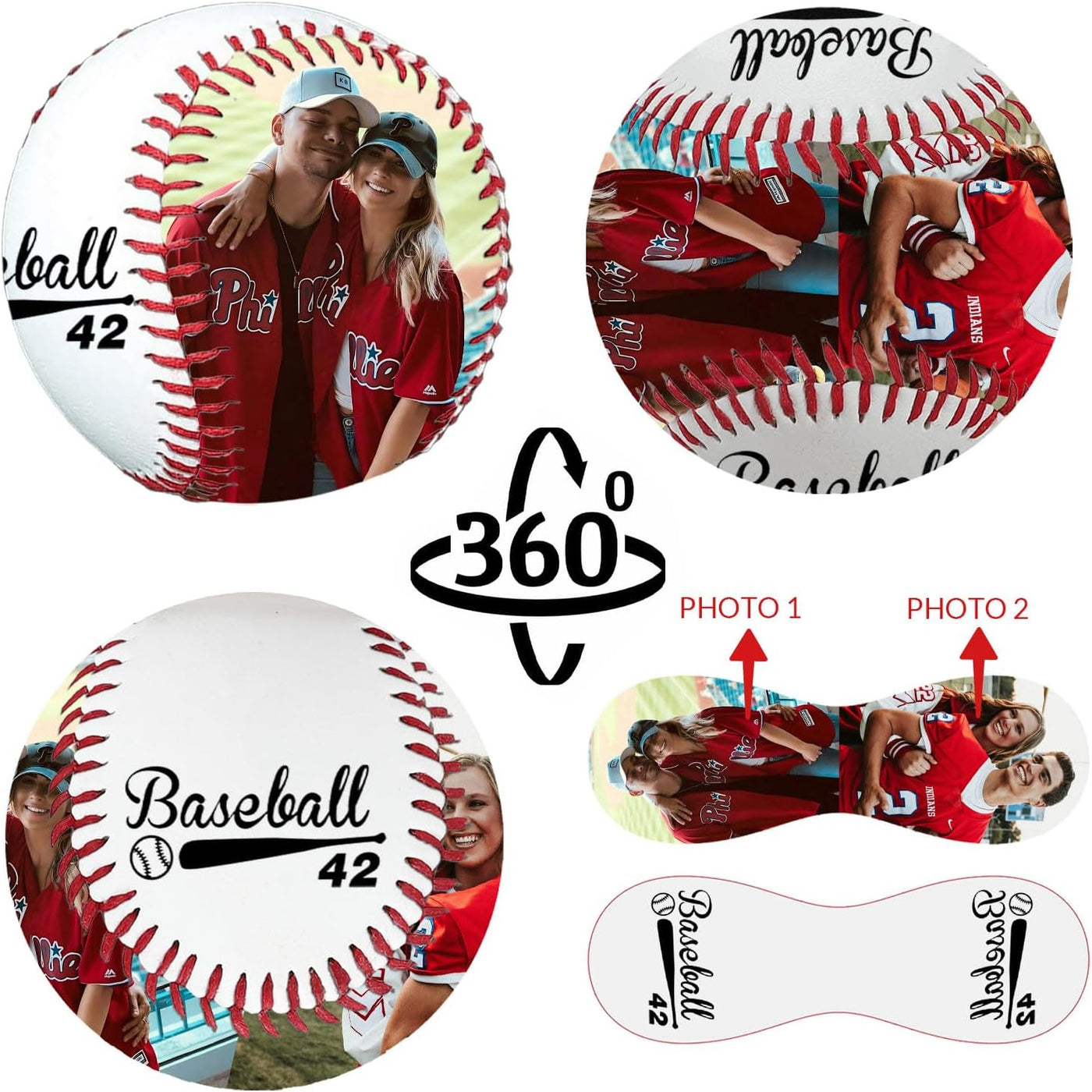Personalized Baseball with Photo, Custom Text Leather Baseball, Customizable Commemorative Display Ball, Father's Day Valentine's Day or Retirement Gift, for Coach Players