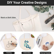 Segarty 6 Packs Canvas Tote Bag with Zipper, 16x13 inch Reusable Washable Grocery Shopping Bags with Handle Plain Canvas Totes for Women Teacher DIY Art Crafts Painting Embroidery Decoration