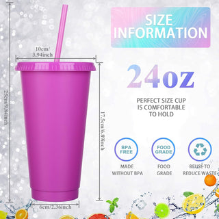 Honeydak 15 Pack Tumbler with Straw and Lid Bulk Cups for Gifts Water Bottle Iced Coffee Travel Mug Cup Reusable Plastic Tumblers for Party Birthdays 24-27 oz (Solid Color)