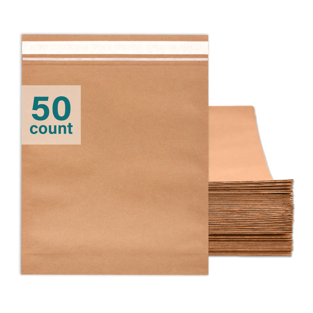 Elementree Small Recyclable Paper Mailers - 11" x 12.5" - 50 Count - Brown Expandable Envelopes & Shipping Bags - Made in the USA - Double-Walled Kraft Paper (00955)