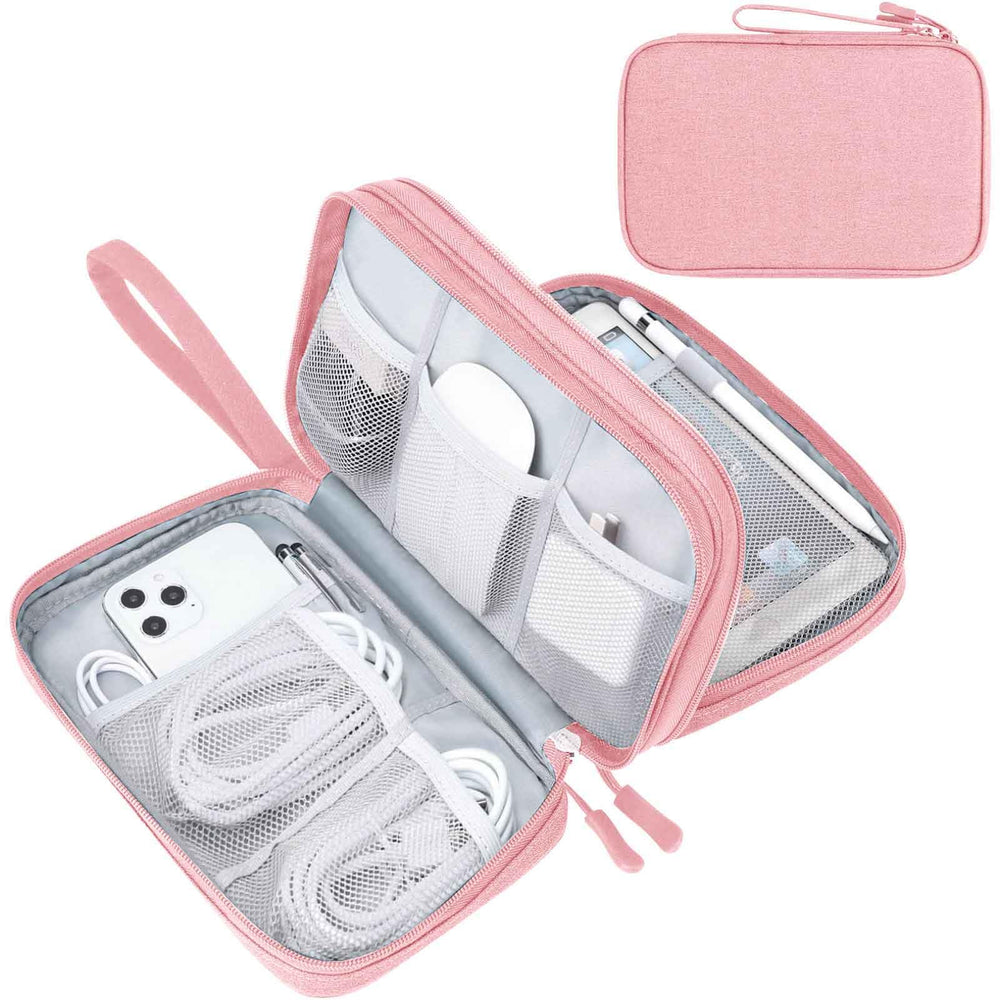 FYY Travel Cable Organizer Pouch Electronic Accessories Carry Case Portable Waterproof Double Layers All-in-One Storage Bag for Cord, Charger, Phone, Earphone Black