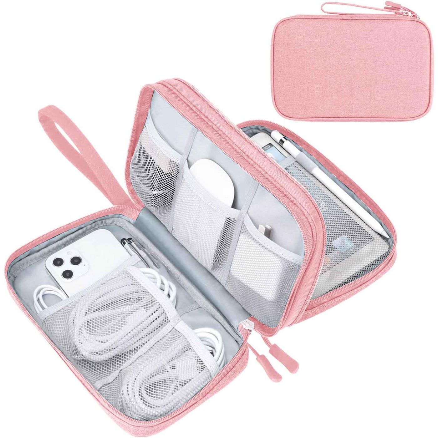 FYY Travel Cable Organizer Pouch Electronic Accessories Carry Case Portable Waterproof Double Layers All-in-One Storage Bag for Cord, Charger, Phone, Earphone Black