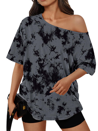 Trendy Queen Womens Off the Shoulder Tops Oversized Summer Spring T-Shirts 2026
