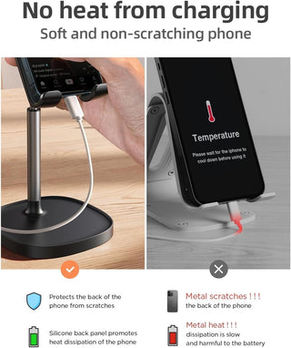 LISEN Cell Phone Stand Phone Holder for Desk Office Decor, Office Desk Accessories Women PC Gaming Essentials iPhone Stand Gadgets Men Gift for Father Fit OtterBox Case Switch iPad Air Tablet 4-10 in