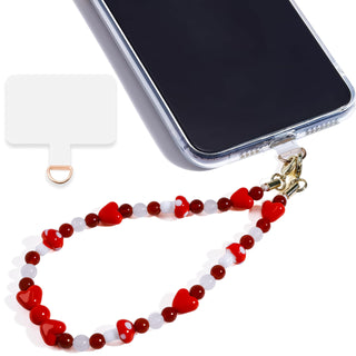 Marble Beaded Phone Wrist Strap,Detachable Phone Bracelet Strap with Tether Tab,Hands-Free Wristlet Strap (Rose Quartz)
