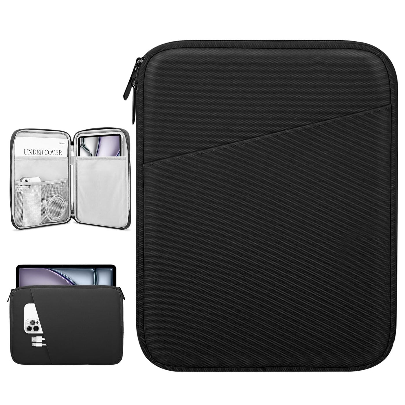Dadanism 9-11" Tablet Sleeve Bag Carrying Case for iPad (A16) 11th Gen 11", iPad 10th Gen 10.9" Air 5/4, iPad Air M4/Pro 11", iPad 9/8/7th, Galaxy Tab A11+ Plus 11", Remarkable 2 10.3", Black