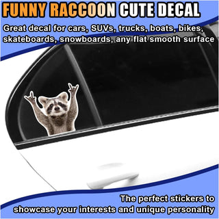 Funny Rocking Raccoon Sticker Decal - Cute Car Window Decal Waterproof Vinyl Sticker, 5.11×4.42 Inch Raccoon Pattern Car Laptop Wall Window Bumper Sticker (1PC)