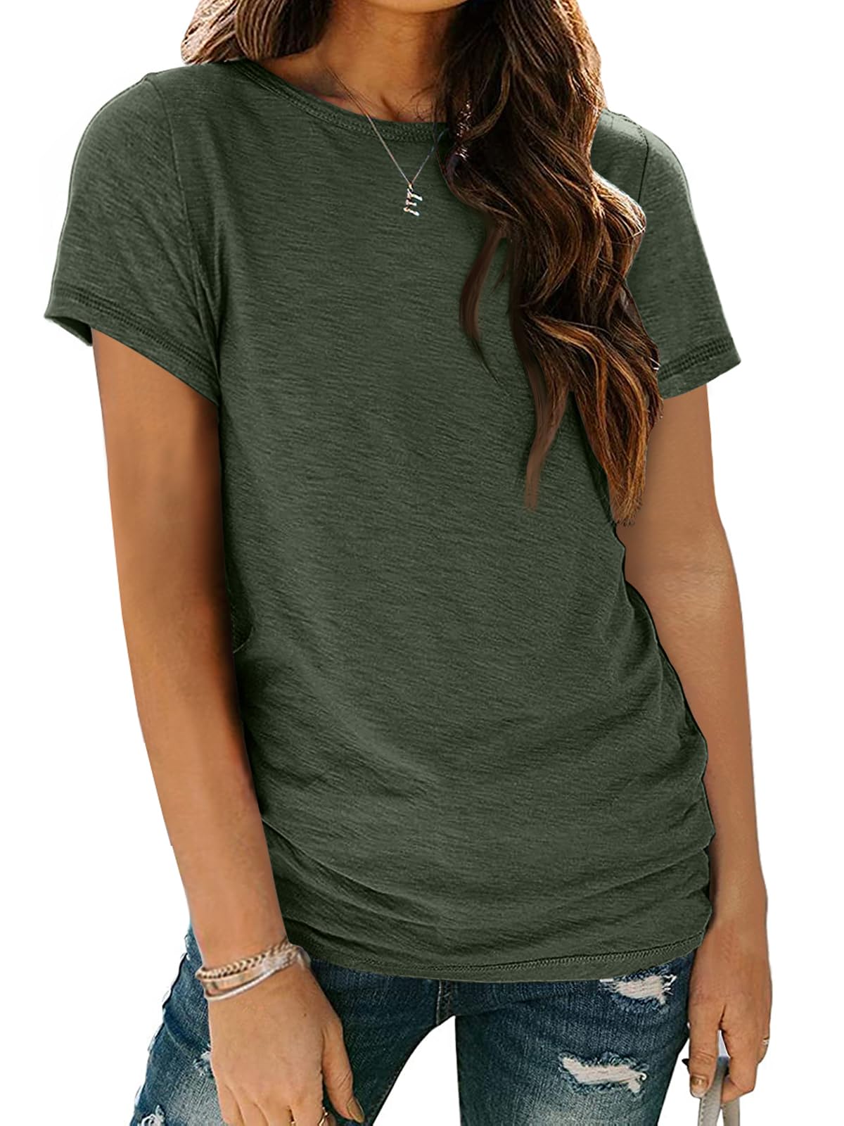 AUTOMET Women's Short Sleeve Shirts Summer Tops Crew Neck Basic Tees Casual Tshirts