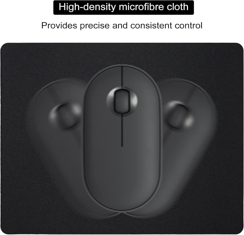 Small Mouse Pad 3 Pack, Mini Mouse Pads for Wireless Mouse and Laptop Computer, Portable Mousepad with Non-Slip Rubber Base & Waterproof Surface - Black -5.5 x 7 in