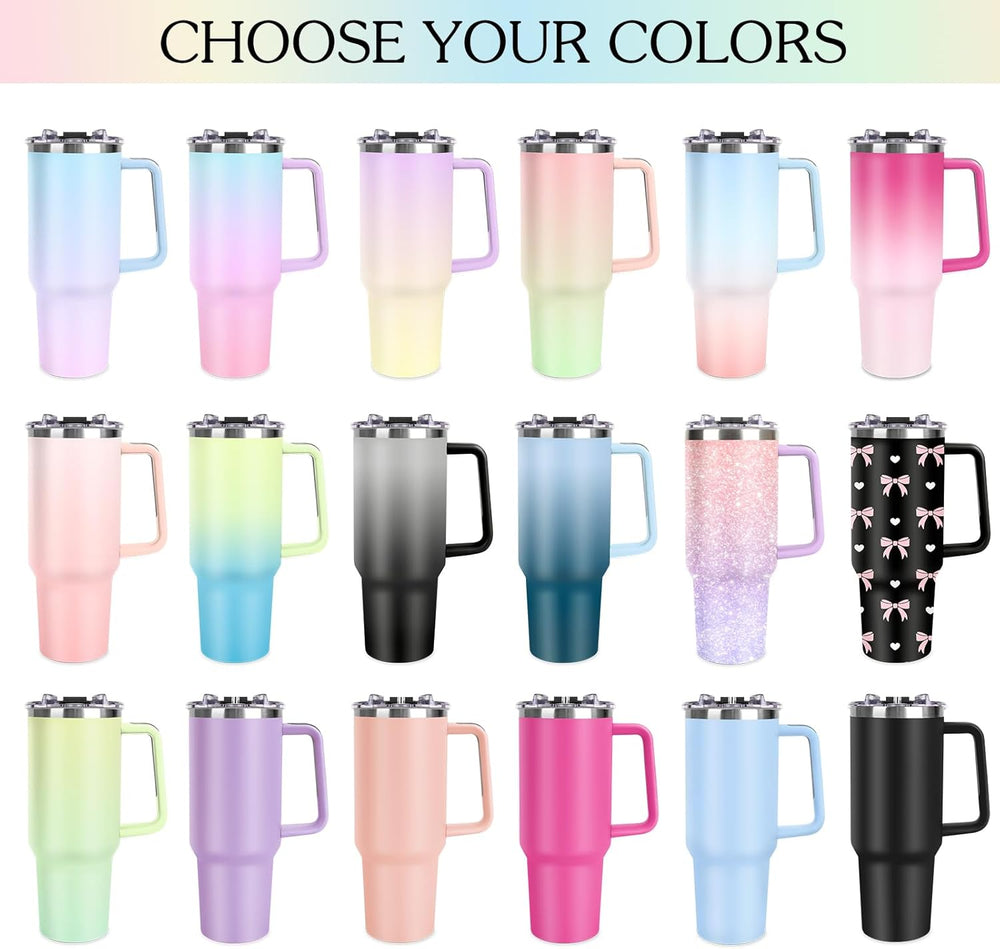 Personalized 40 oz Tumbler with Handle and Straw, Custom Tumbler with Picture, Logo, Text, Stainless Steel Travel Coffee Mug Cup, Personalized Gifts For Women Men Birthday Mother's Day Father's Day