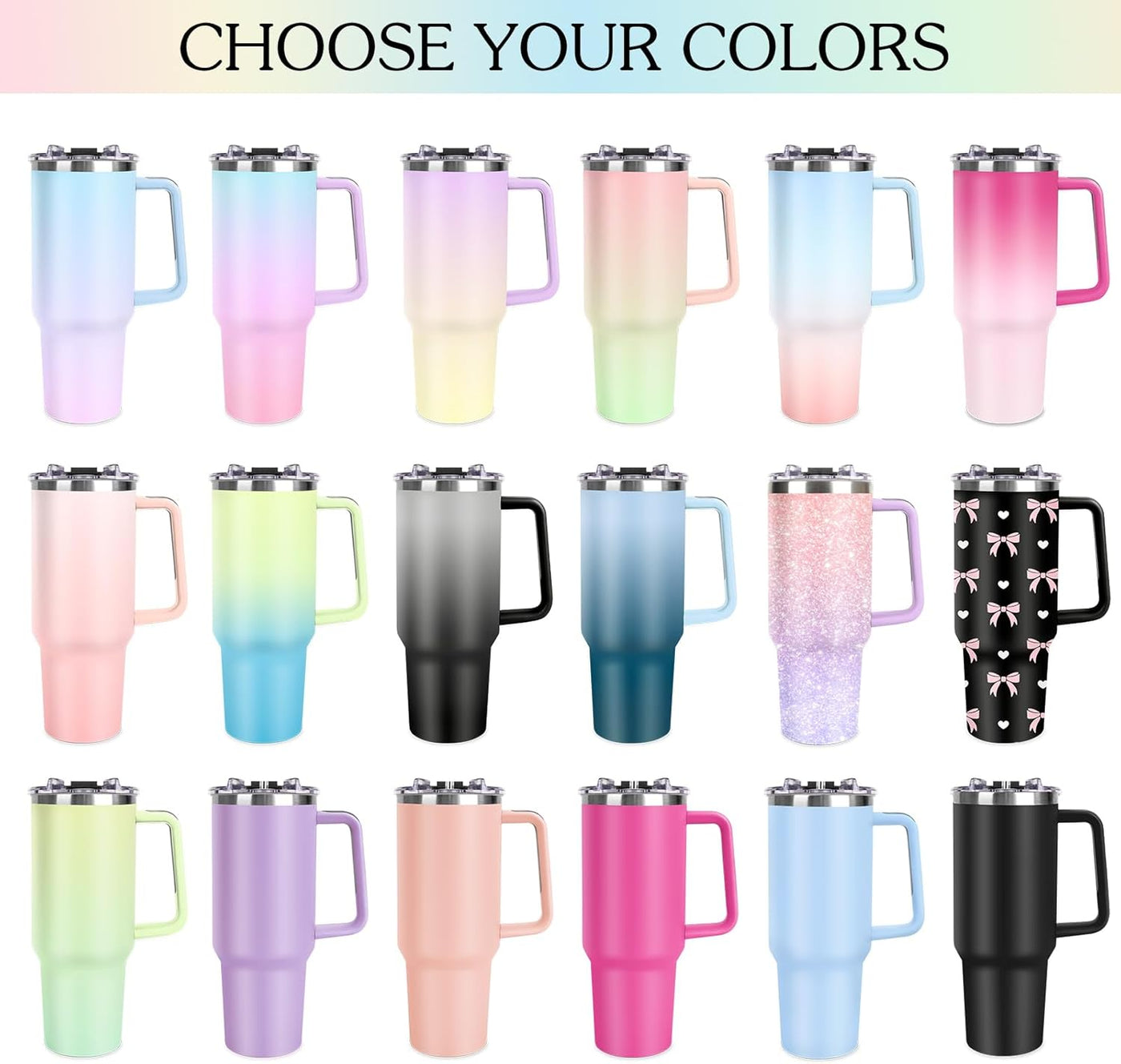 Personalized 40 oz Tumbler with Handle and Straw, Custom Tumbler with Picture, Logo, Text, Stainless Steel Travel Coffee Mug Cup, Personalized Gifts For Women Men Birthday Mother's Day Father's Day