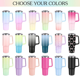 Personalized 40 oz Tumbler with Handle and Straw, Custom Tumbler with Picture, Logo, Text, Stainless Steel Travel Coffee Mug Cup, Personalized Gifts For Women Men Birthday Mother's Day Father's Day