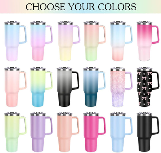 Personalized 40 oz Tumbler with Handle and Straw, Custom Tumbler with Picture, Logo, Text, Stainless Steel Travel Coffee Mug Cup, Personalized Gifts For Women Men Birthday Mother's Day Father's Day - hover image