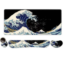 ToLuLu Extended Gaming Mouse Pad, Memory Foam Ergonomic Keyboard Mouse Wrist Rest Support Set, Large Desk Mat with Stitched Edges, Non-Slip Base Mousepad for Home Office Game and Study, Green Theme