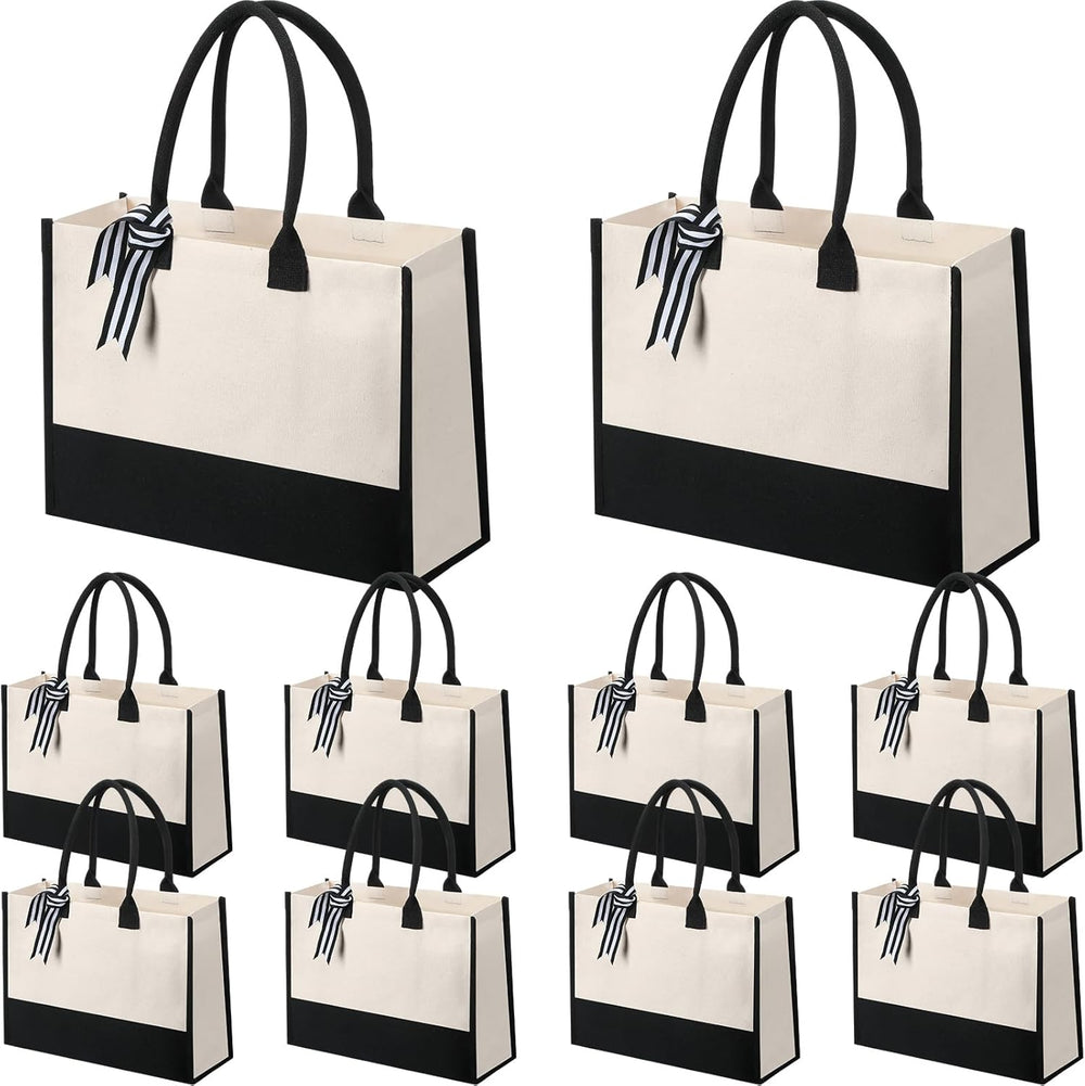 Silkfly 10 Pack Tote Bag for Women Gift Bags Canvas Tote Bag with Zipper Inner Pocket Birthday Bridesmaid Gifts for Women