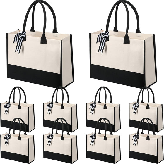 Silkfly 10 Pack Tote Bag for Women Gift Bags Canvas Tote Bag with Zipper Inner Pocket Birthday Bridesmaid Gifts for Women