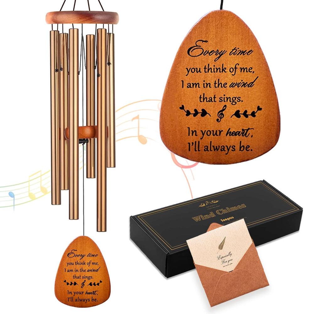 Soopau Wind Chimes for Outside, 30" Wooden Sympathy Wind Chimes Memorial Wind Chime for Loss of Loved One Mother Father, Sympathy Gift Home Decor Outdoor Garden Patio