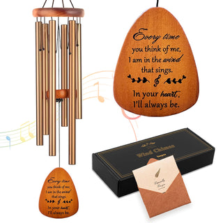 Soopau Wind Chimes for Outside, 30" Wooden Sympathy Wind Chimes Memorial Wind Chime for Loss of Loved One Mother Father, Sympathy Gift Home Decor Outdoor Garden Patio
