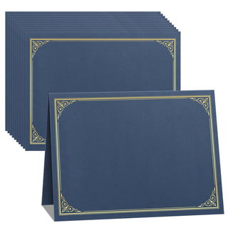 SUNEE 10 Packs Navy Blue Certificate Holders, 250gsm, for 8.5x11 Award Certificates, Certificate Covers with Gold Foil Border