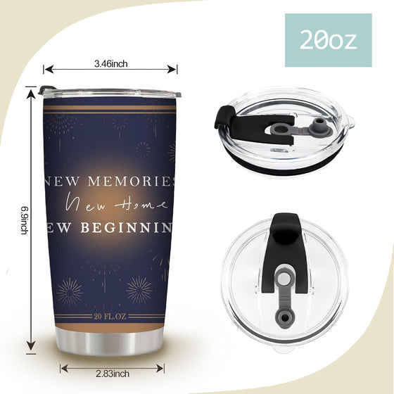 New Home New Beginning Memories,Home Housewarming Gift Ideals for Women Couples Newlyweds Friend,20 Oz Insulated Stainless Steel Iced Coffee Tumbler,Funny Travel Coffee Mug Cup Water Bottle,1 Pcs - hover image