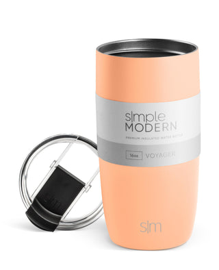 Simple Modern Voyager Tumbler with Flip Lid | Travel Coffee Mug | Insulated Stainless Steel Cold Brew Iced or Hot Coffee Cup | Gifts for Women Men Her Him | 16oz, Almond Birch