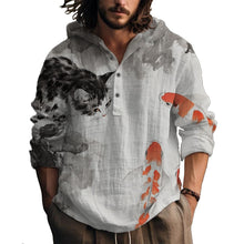 MARSVOVO Hooded Long Sleeve Shirt Men Fashion Graphic Button Up Lightweight Big and Tall Casual Vacation Shirts for Men