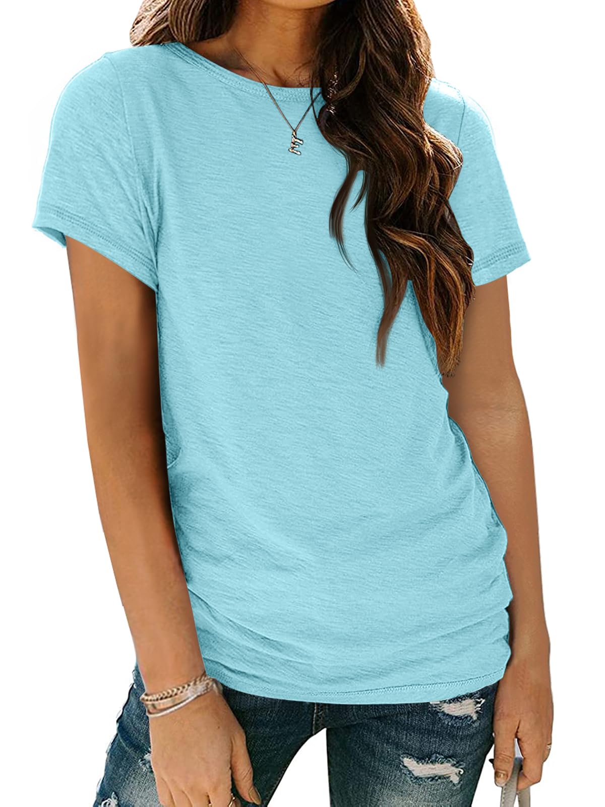 AUTOMET Women's Short Sleeve Shirts Summer Tops Crew Neck Basic Tees Casual Tshirts