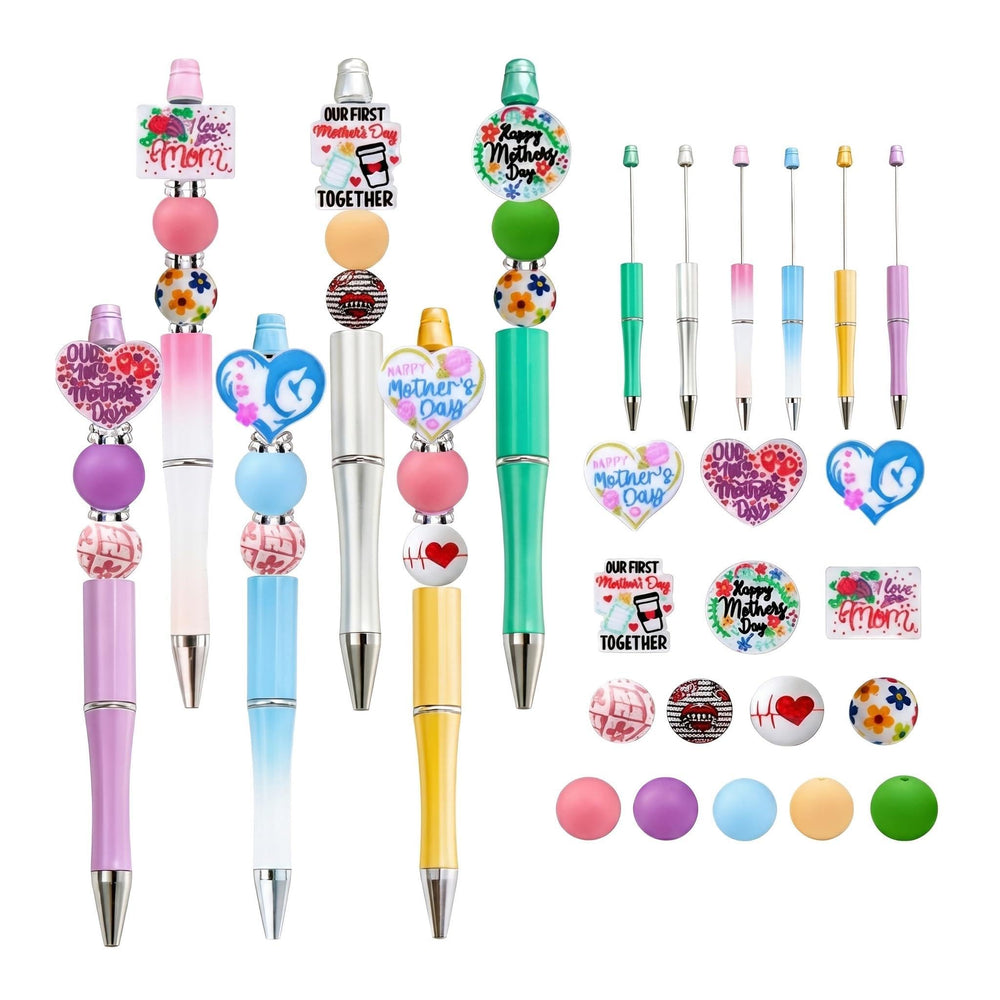 holoith 8 Set Butterfly Flower Beadable Pens Kit, Pen Making Kit with Beads and Refills, Black Ink Ballpoint Smooth Writing, Gift for Diy Present Students Teens Office Supplies