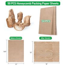 MAXECHO 50 Sheets Honeycomb Packing Paper Expanded Size 12" × 16" Unexpanded Size 14.5" × 11" Bubble Cushioning Wrap for Moving Shipping Products Gifts Wrapping Essentials Packaging Materials Supplies