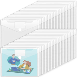 Sooez 10 Pack Plastic Envelopes File Folders, Clear Folder for Document US Letter A4 Size Poly Envelopes with Label Pockets for School Home Work Office Organizer, Clear