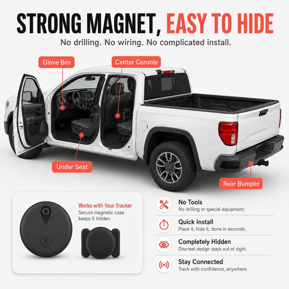 GPS Tracker for Vehicles, No Monthly Fee or SIM Card Needed, Magnetic GPS Locator for Cars, Trucks and SUVs with IP67 Waterproof Case, Precise Location Tracking, 365-Day Battery Life, iOS Only (Black)