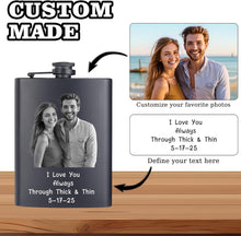 Custom Flask for Men Personalized Engraved 8 Oz Hip Flasks With Photo Text Customized Liquor Flask Gifts for Grandpa Men Him Dad Husband Fathers Day Christmas Groomsman (Custom Photos)