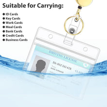 Lanyards for Id Badges Stainless Steel Badge Lanyard with 2 Pcs Waterproof Badge Holder Retractable Badge Reels Teacher Gifts Lanyard for Cruise Ship Key Cards (Gold)
