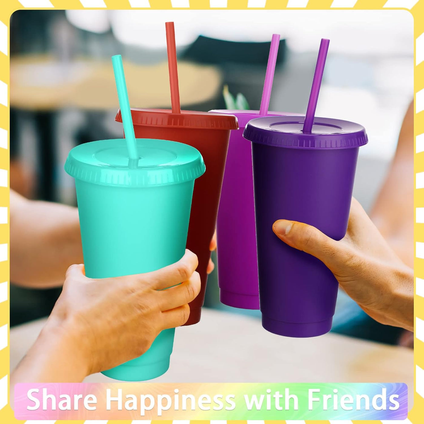 Honeydak 15 Pack Tumbler with Straw and Lid Bulk Cups for Gifts Water Bottle Iced Coffee Travel Mug Cup Reusable Plastic Tumblers for Party Birthdays 24-27 oz (Solid Color)