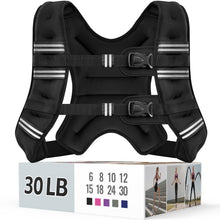 Zeerun Weighted Vest, 6lb/8lb/10lb/12lb/15lb/18lb/20lb/24lb/30lb for Men Women, Reflective Stripe Adjustable Buckle, Comfortable Durable Rucking Vest for Walking Running Strength Training