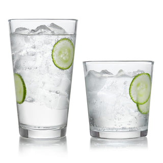 Libbey Ascent Tumbler and Rocks Drinking Glasses Set of 16, Glass Drinking Glasses with Curvature, Versatile Glassware Set for Parties and More