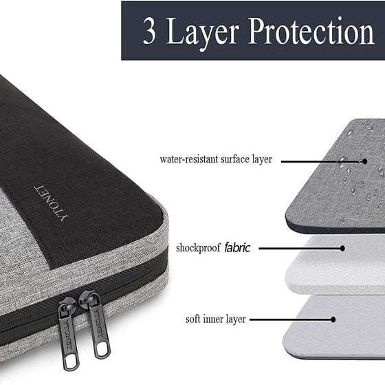 Ytonet Laptop Case, 15.6 inch TSA Laptop Sleeve Computer Bag Water Resistant Computer Case Carrying Cover Compatible for Lenovo, HP, Dell, Asus Notebook, Gifts for Men Women, Grey - hover image