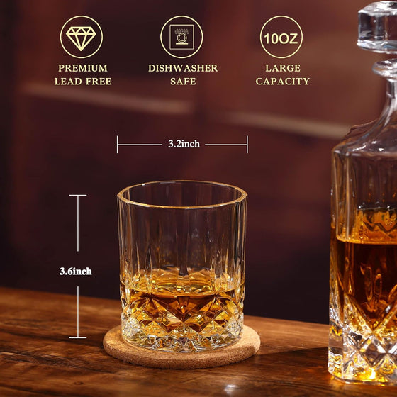 Whiskey Rocks Glass Set In Gift Box - Includes 2 Crystal Bourbon Glasses and 2 Big Ice Ball Molds - 10 Oz Old Fashioned Glasses for Scotch, Cocktails, Rum, Cognac, Vodka - Unique Gift for Men - hover image