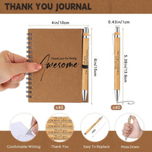 Honoson 80 Pcs/40 Set Spiral Notebook Bulk Employee Appreciation Gift 4x6 Inch Thank You for Being Awesome Inspirational Journal with Bamboo Pen for Staff Christmas Coworker