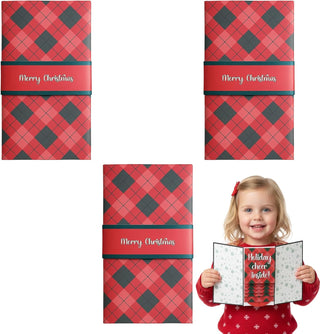 Waterfall Christmas Gift Card Booklet, Set of 3 Festive Holiday Greeting Cards, Red Cardstock Design for Seasonal Gifting, Thoughtful Present Idea for Friends and Family