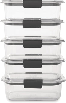 Rubbermaid Brilliance Tritan Plastic Food Storage Containers BPA Free Airtight Lids Ideal for Lunch Meal Prep & Leftovers Set of 5 (3.2 Cup)