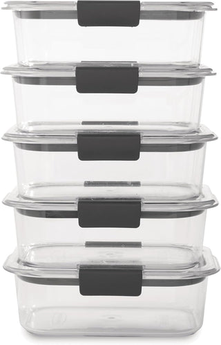 Rubbermaid Brilliance Tritan Plastic Food Storage Containers BPA Free Airtight Lids Ideal for Lunch Meal Prep & Leftovers Set of 5 (3.2 Cup)
