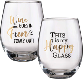 Lillian Rose Wine Glass Set With Fun Sayings