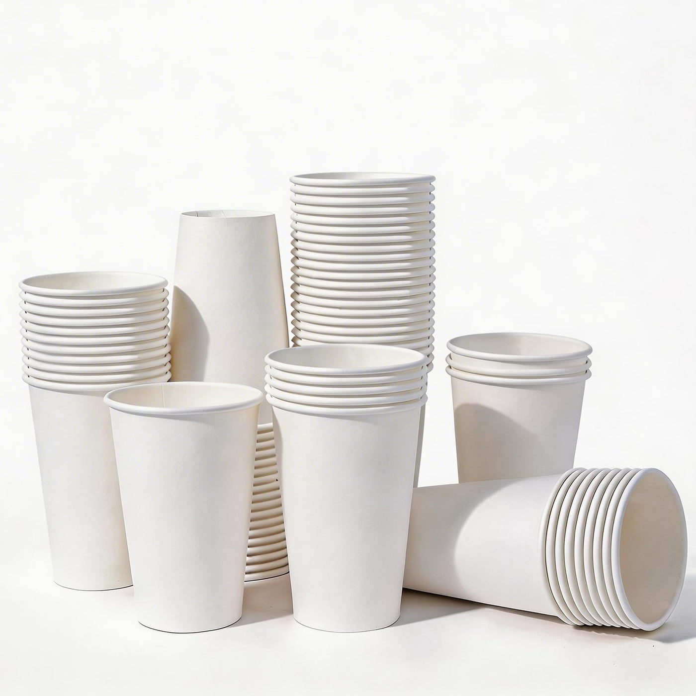 MOUMOULIFE 12 oz Disposable Paper Coffee Cups, 100 Count – Leak-Resistant White Cups for Hot & Cold Drinks, Ideal for Office, Party, Travel, To Go & Daily Use