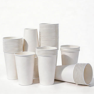 MOUMOULIFE 12 oz Disposable Paper Coffee Cups, 100 Count – Leak-Resistant White Cups for Hot & Cold Drinks, Ideal for Office, Party, Travel, To Go & Daily Use