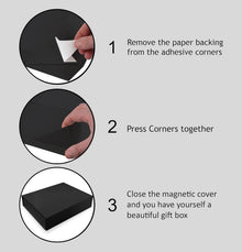 5 Pack Black Hard Gift Box with Magnetic Closure Lid 7" x 5" x 1.6" Rectangle Boxes For Gifts With Black Glossy Finish (Black, 5 Boxes)