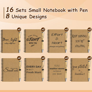 Dynta 16 Sets Employee Appreciation Gifts Bulk (20 Goodie Bags), Inspirational Notebooks, 4x5.5 Journals Bulk with Motivational Pens, Thank You Gifts for Coworkers Teachers Nurses Volunteers