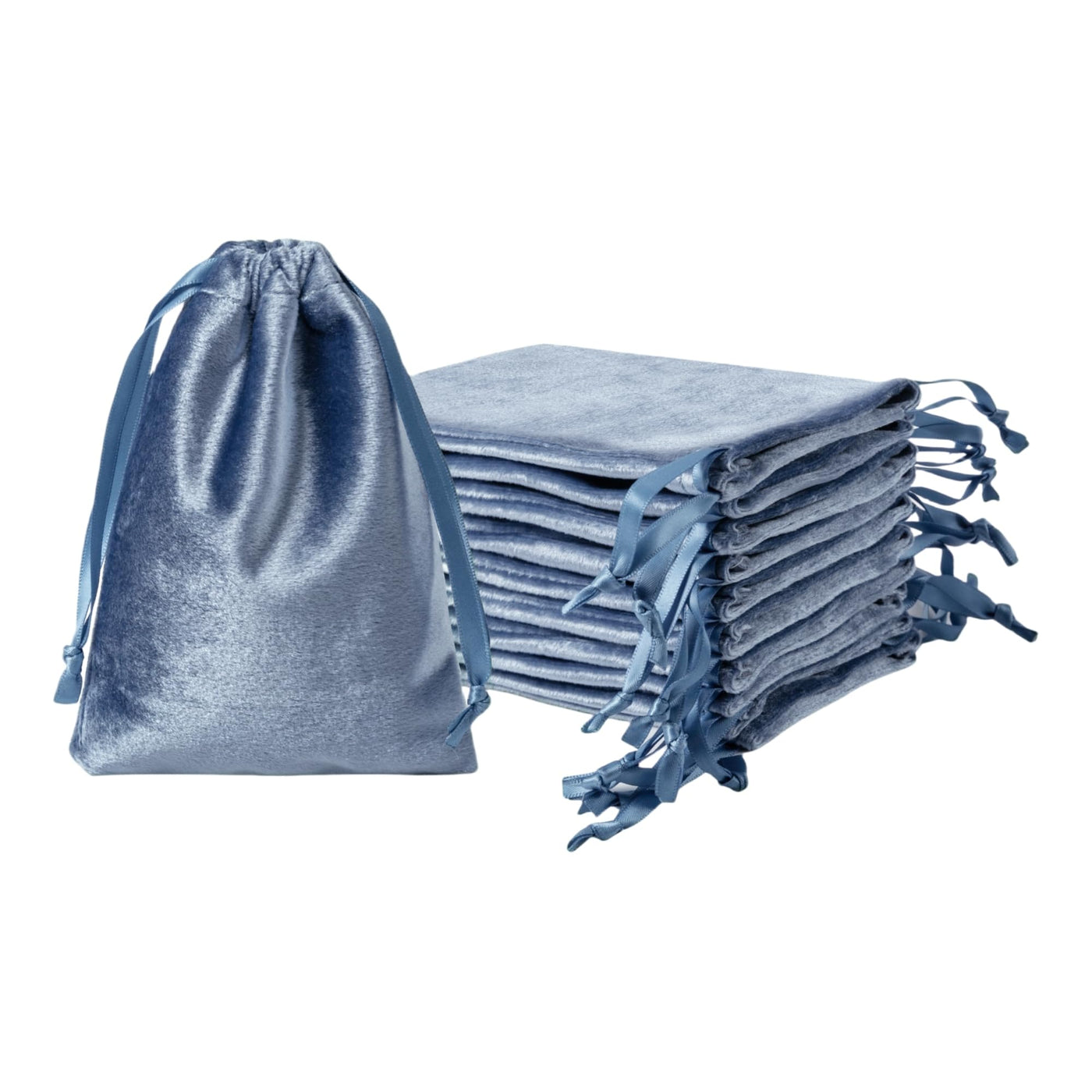 QIANF 12pcs Light Champagne Velvet Drawstring Bags 4x6 inches Glossy Small Velvet Cloth Gift Bags Jewelry Pouches for Storage Wedding Party Favor Christmas