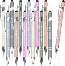 Zonon 12 Pcs Inspirational Pens Gift Set Funny Ballpoint Pen with Stylus Tip Motivational Graduation Gifts Bulk for Teacher Coworkers Nurse School Office Supplies(Morandi,Boss Lady)